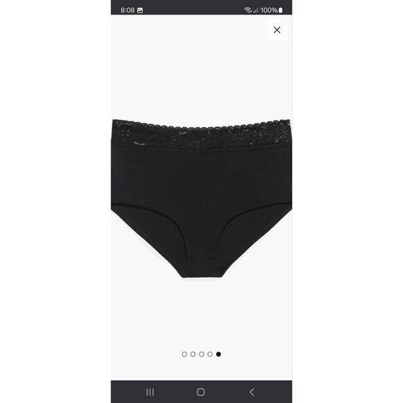 New Large Savage X Fenty Black Caviar Cotton Essential Lace Trim Shortie Panties - Picture 5 of 9